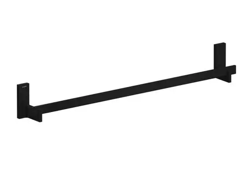 Schwarzer Handtuchhalter von AXOR mit rechteckiger Form, montiert an zwei Wandhaltern. Das Design ist minimalistisch und funktional.